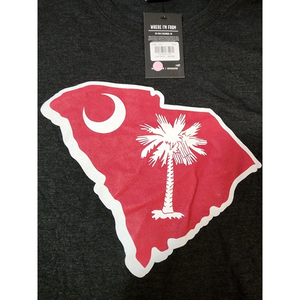 Where I'm From® Men's 2XL South Carolina Palmetto Moon State Outline T-Shirt - Picture 2 of 5